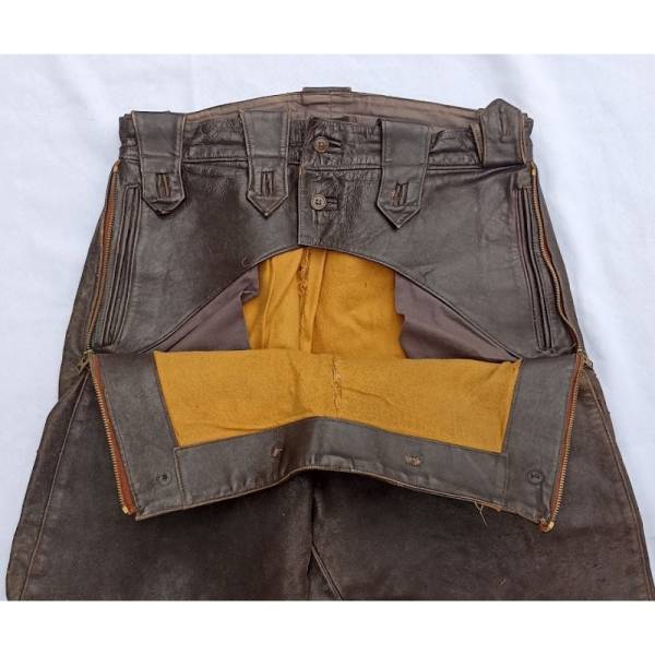 Culotte cuir pilote Aviation France 40 WW2 équipement officier