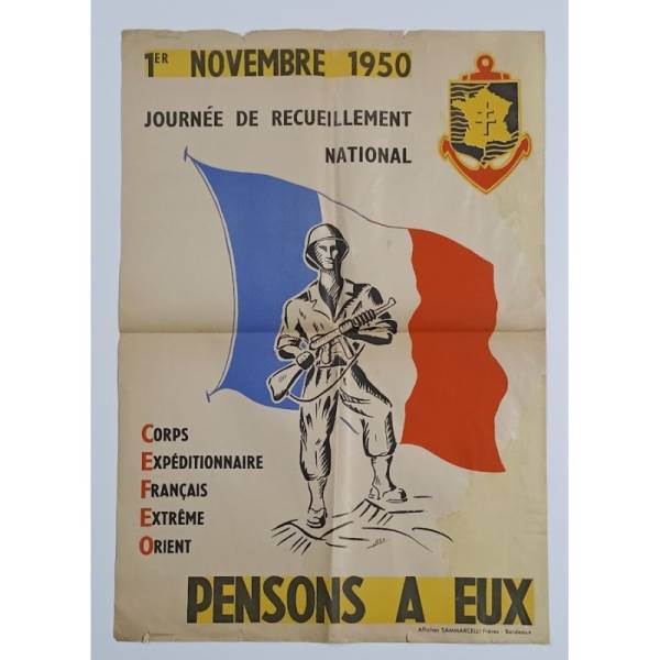 Affiche Originale du CEFEO : Représentation des Troupes Françaises en Indochine en 1950, Pièce de Collection pour les Passionnés d'Histoire Coloniale et Militaire